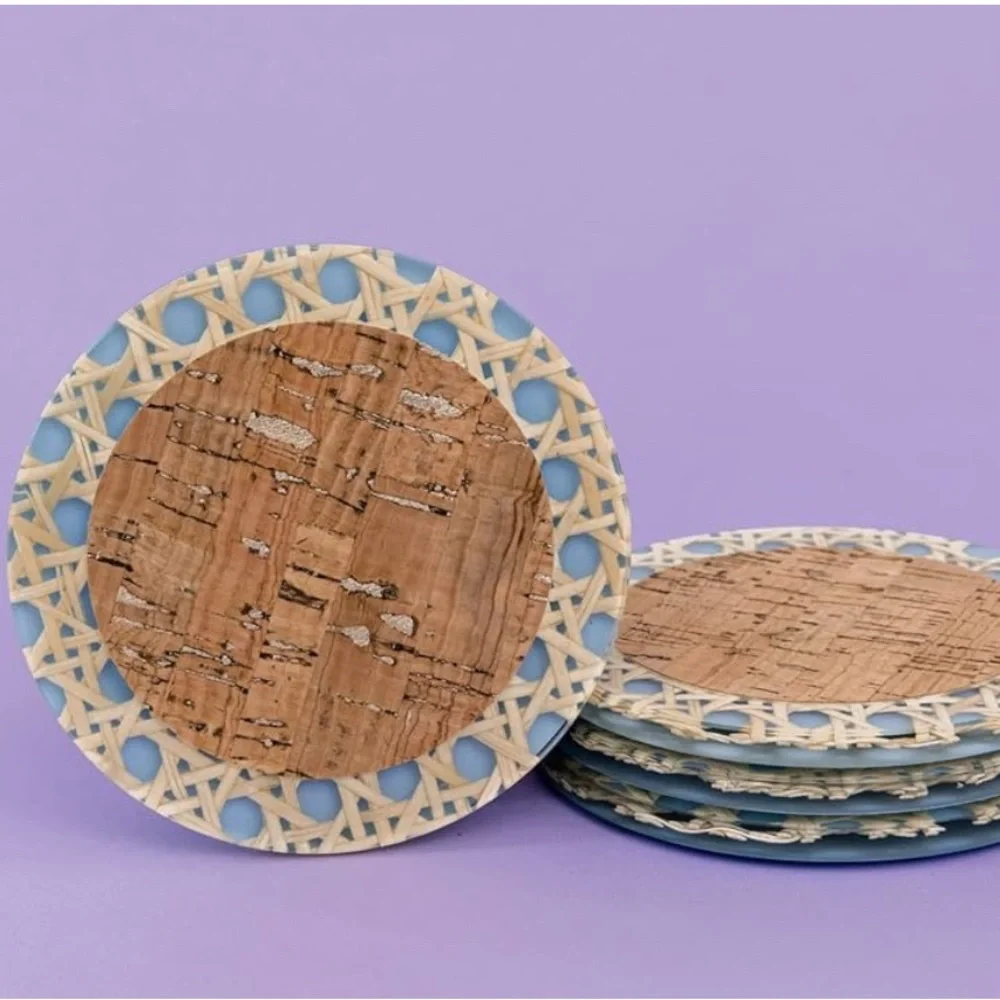 Lilly Pulitzer Blue and Tan Cork Coasters